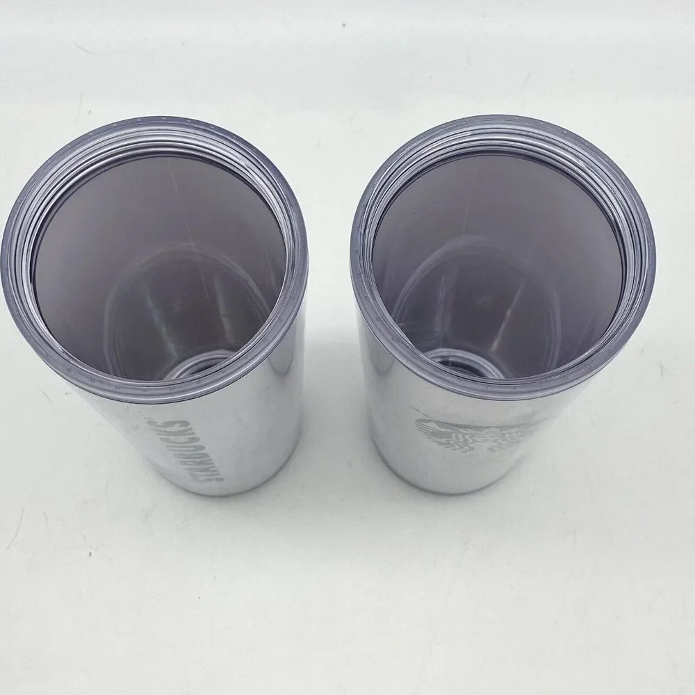 Starbucks‎ Coffee Travel Tumbler Mug 16oz Flip Top Lot of 2 Mermaid Spellout